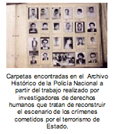 Carpetas encontradas en el  Archivo Histrico de la Polica Nacional a partir del trabajo realizado por investigadores de derechos humanos que tratan de reconstruir el escenario de los crmenes cometidos por el terrorismo de Estado.  