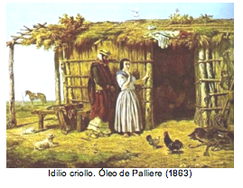 Idilio criollo. Óleo de Palliere (1863) 