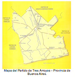 Mapa del Partido de Tres Arroyos  Provincia de Buenos Aires. 