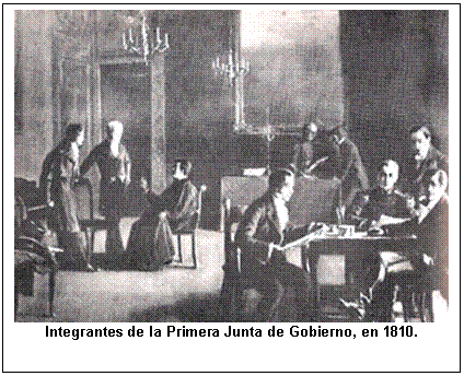 Integrantes de la Primera Junta de Gobierno, en 1810.  
