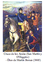 Text Box:   Cruce de los Andes (San Mart�n y O'Higgins)  - �leo de Mart�n Boneo (1865) 