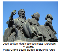 Text Box:   Jos� de San Mart�n con sus nietas Mercedes y Josefa.  Plaza Grand Bourg, ciudad de Buenos Aires. 