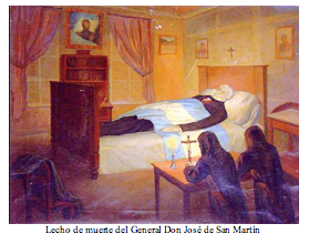 Text Box:   Lecho de muerte del General Don Jos� de San Mart�n 