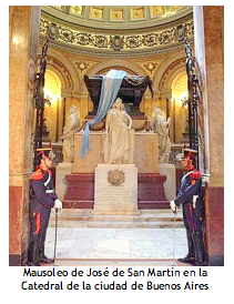Text Box:   Mausoleo de Jos� de San Mart�n en la Catedral de la ciudad de Buenos Aires 