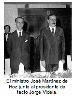 El ministro Jos Martnez de Hoz junto al presidente de facto Jorge Videla. 