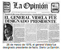 26 de marzo de 1976, el general Videla fue designado presidente de facto. Diario La Opinin. 